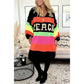 🔥🖤Early Black Friday Sale:50% OFF🔥Color Block V-Neck Letter Print Sweater Dress
