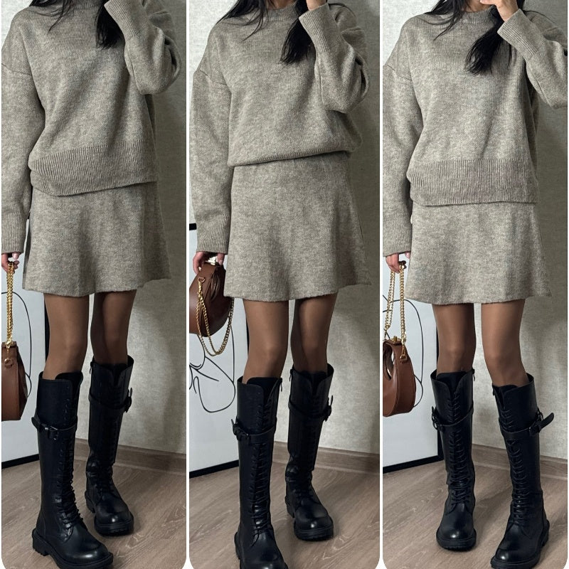 🔥Limited Time 50% OFF🔥 2-Piece Sweater Set: Long-Sleeve Top & Mini Skirt