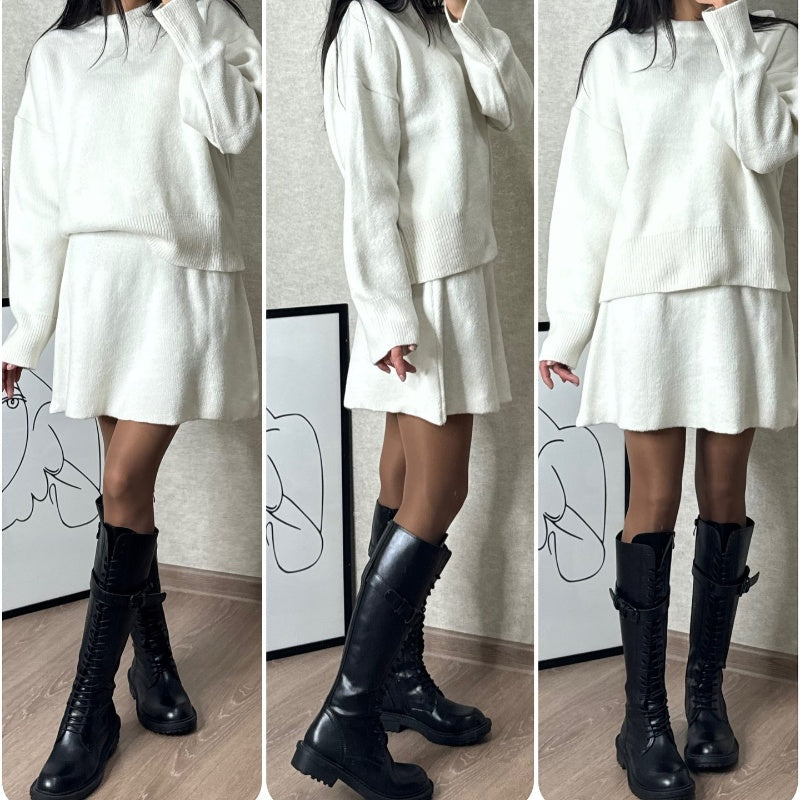 🔥Limited Time 50% OFF🔥 2-Piece Sweater Set: Long-Sleeve Top & Mini Skirt