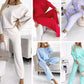 💕Women's Solid Color Drop Shoulder Pullover and Loose Pants Set
