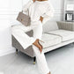 💕Women's Solid Color Drop Shoulder Pullover and Loose Pants Set