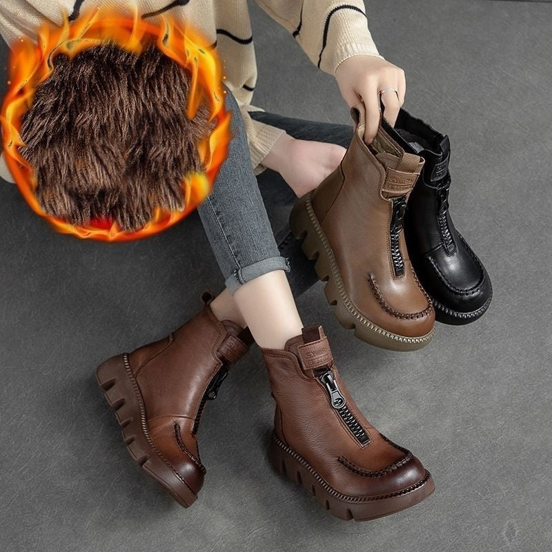 🔥Limited Time 50% OFF🔥Women's Retro PU Leather Warm Short Boots