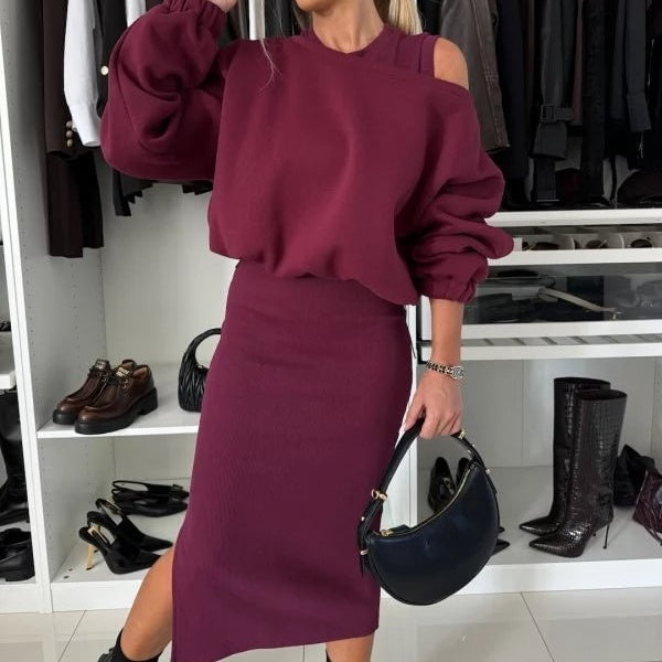 🍁Black Friday Sale💃Women's Sweatshirt & Sleeveless Dress 2-Piece Set