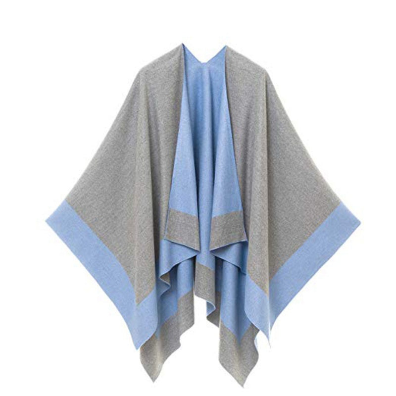 Women's Elegant Color Block Poncho Wrap for Fall & Winter