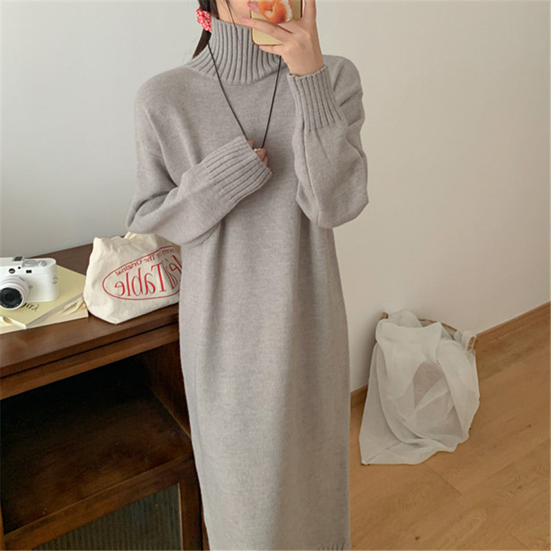 🔥Limited Time 50% Off 🔥Elegant Loose Solid Color Turtleneck Knit Dress