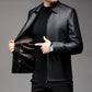 🔥50 % DE DESCUENTO POR TIEMPO LIMITADO🔥Chaqueta informal de cuero PU con solapa para hombre