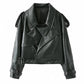Chaqueta corta de cuero PU con solapa retro
