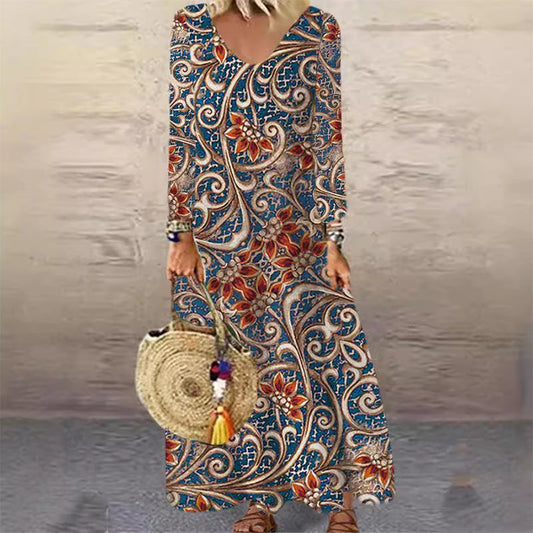 Women's Elegant Floral Long Sleeve Dress