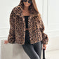 🔥Oferta anticipada de Black Friday: 50 % de descuento🔥Abrigo corto mullido para mujer con estampado de leopardo 