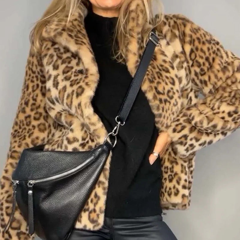 🔥Early Black Friday Sale:50% OFF🔥Women’s Fluffy Short Coat with Leopard Print