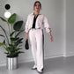 🔥Por tiempo limitado 50 % de descuento🔥Conjunto de 2 piezas de blusa y pantalón con solapa y cremallera para mujer