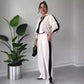 🔥Por tiempo limitado 50 % de descuento🔥Conjunto de 2 piezas de blusa y pantalón con solapa y cremallera para mujer