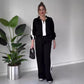 🔥Por tiempo limitado 50 % de descuento🔥Conjunto de 2 piezas de blusa y pantalón con solapa y cremallera para mujer