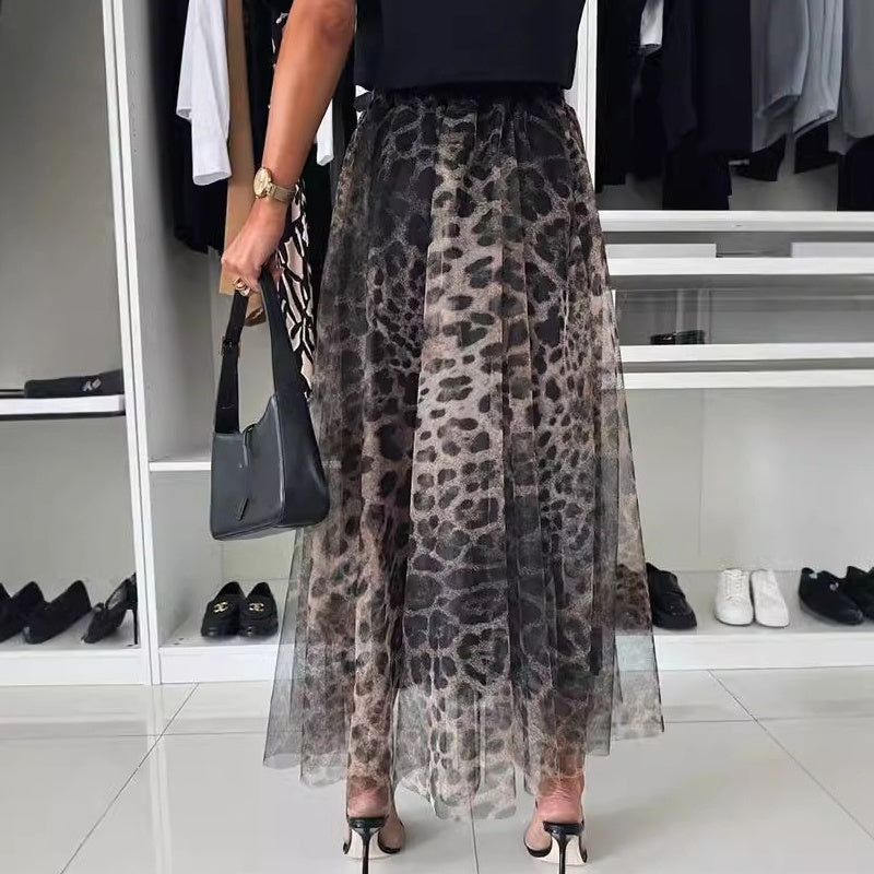 🔥🖤Black Friday Sale:50% OFF🔥Leopard Print Layered Design Bustier Maxi Skirt