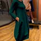 🔥🖤Black Friday Sale:50% OFF🔥Solid Color Round Neck Long Sleeve Dress