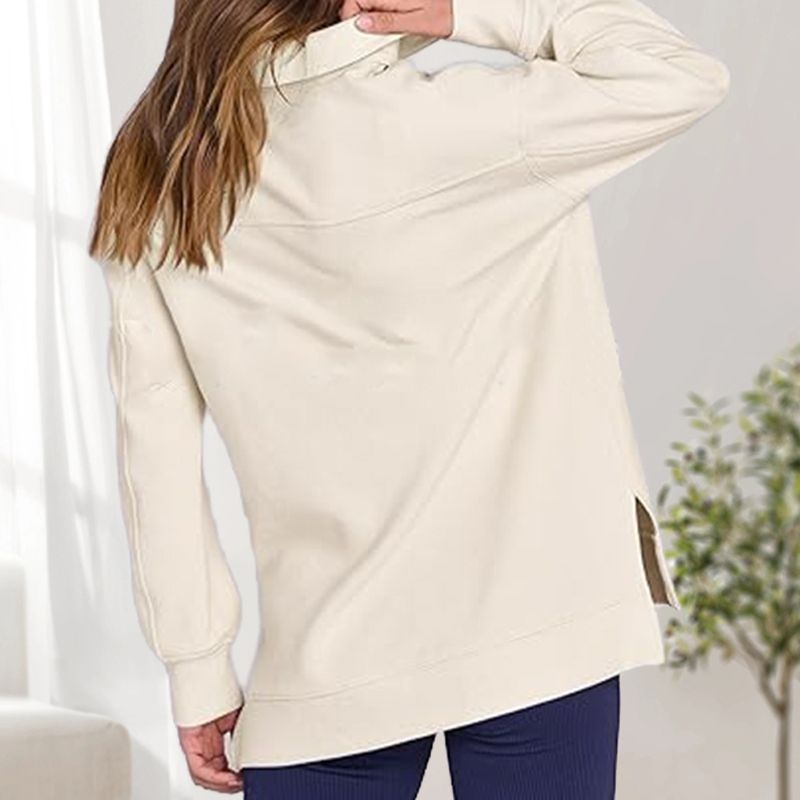 🔥Limited Time 50% OFF🔥Women’s Casual Half-zip Lapel Pullover Tops with High-low Hem