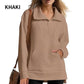 🔥Por tiempo limitado 50 % de descuento🔥Sudadera informal con media cremallera y solapa para mujer con dobladillo alto-bajo 