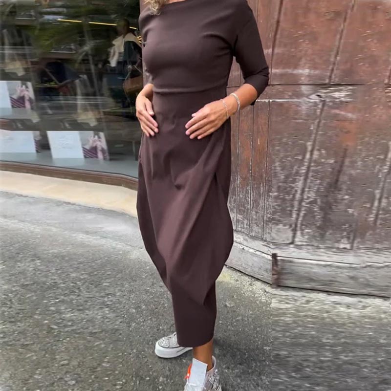 🔥🖤Black Friday Sale:50% OFF🔥Women's Simple Elegant Long-Sleeved Dress With Pocket