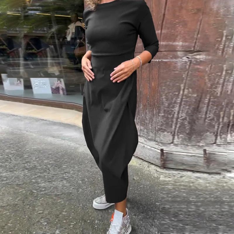 🔥🖤Black Friday Sale:50% OFF🔥Women's Simple Elegant Long-Sleeved Dress With Pocket