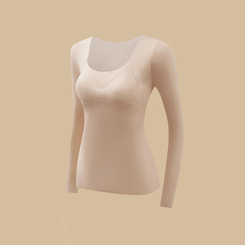 Women's Seamless Thermal Top with Built-In Bra