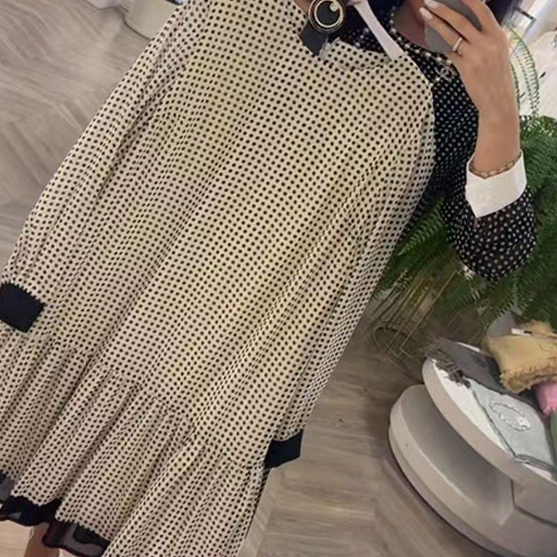 🔥🖤Black Friday Sale:50% OFF🔥Women’s Elegant Round-neck Long-sleeve Polka Dot Dress