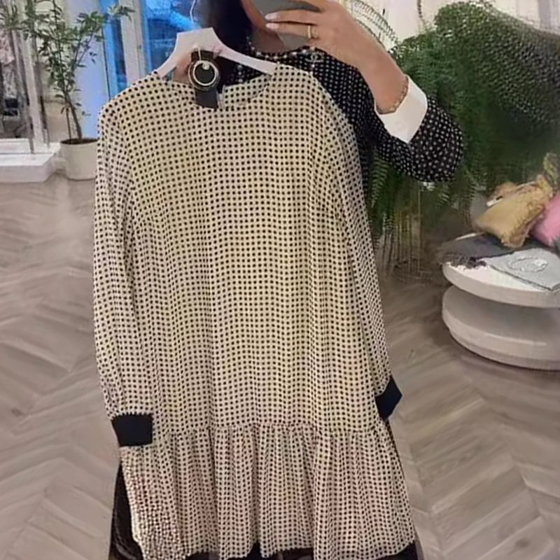 🔥🖤Black Friday Sale:50% OFF🔥Women’s Elegant Round-neck Long-sleeve Polka Dot Dress