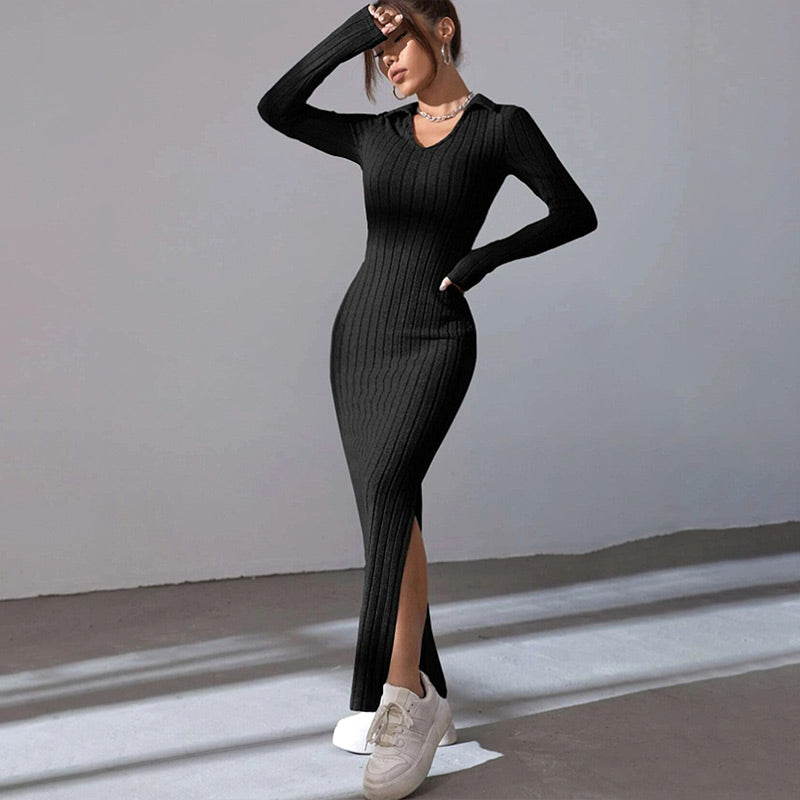 🔥🖤Black Friday Sale:50% OFF🔥V Neck Bodycon Knit Dress