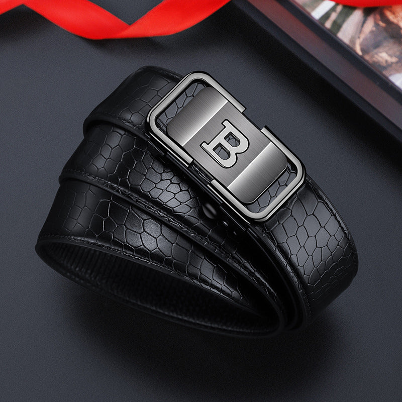 🔥🖤Black Friday Sale:50% OFF🔥Men's Crocodile-Patterned Automatic Buckle Belt