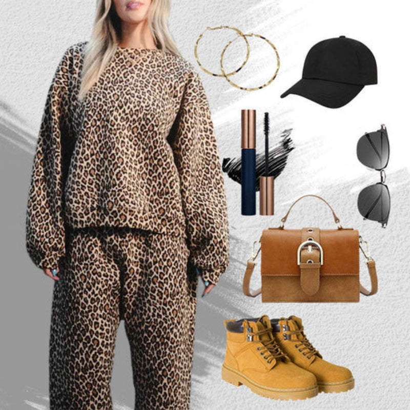 🔥🖤Black Friday Sale:50% OFF🔥Stylish Leopard Print Top & Pants Set