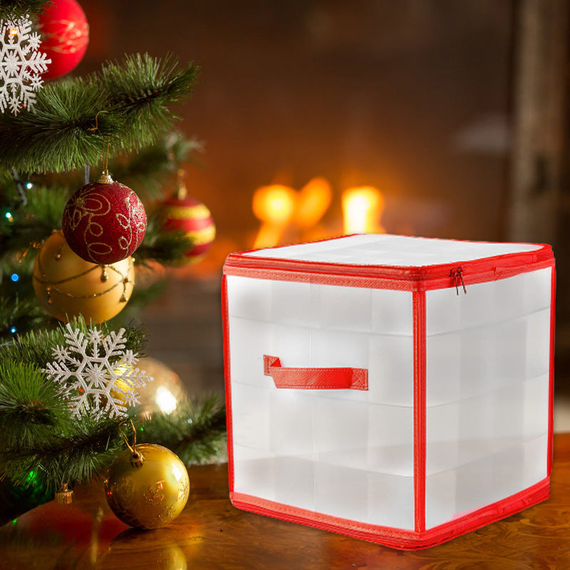 Christmas Ornament Storage Box with 64 Compartments with Interior Slats