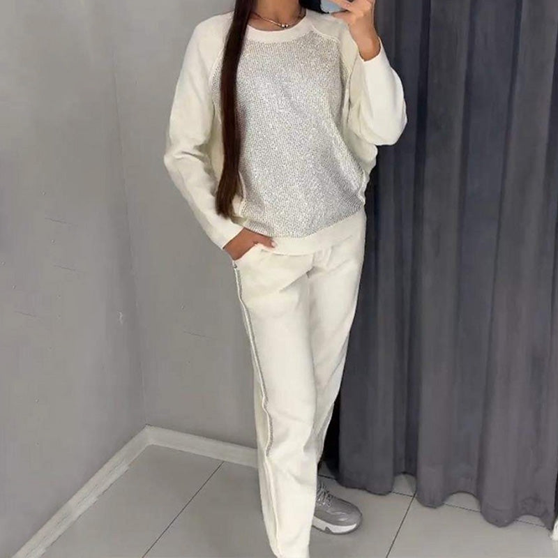 🎅Xmas Sales - 50% OFF🎄Women's Glitter Rhinestone Sweatshirt & Casual Pants 2 Piece Set