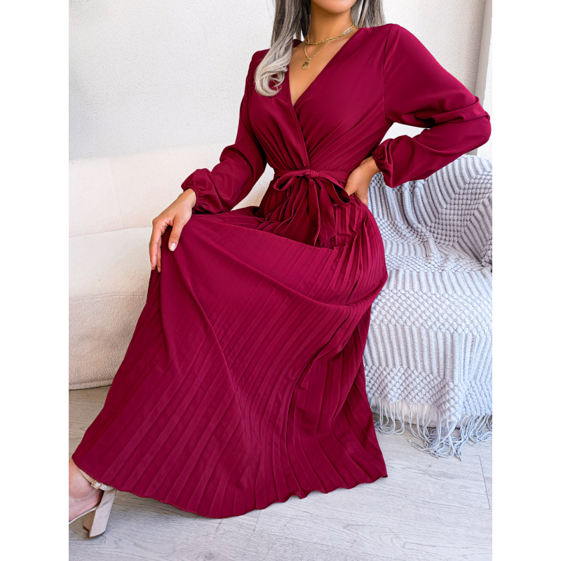 🎅Xmas Sales - 50% OFF🎄Women's Long Length Pleated Wrap Tie Dress