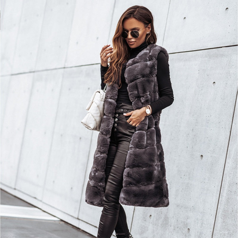 🎅Xmas Sales - 50% OFF🎄Women's Winter Warm Faux Fur Long Vest