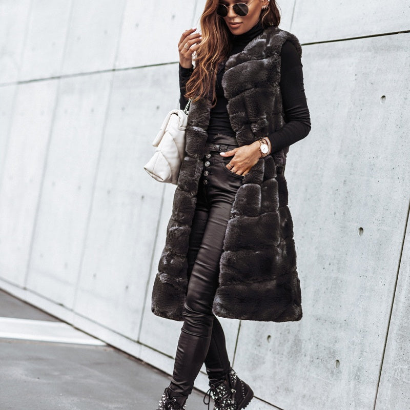 🎅Xmas Sales - 50% OFF🎄Women's Winter Warm Faux Fur Long Vest