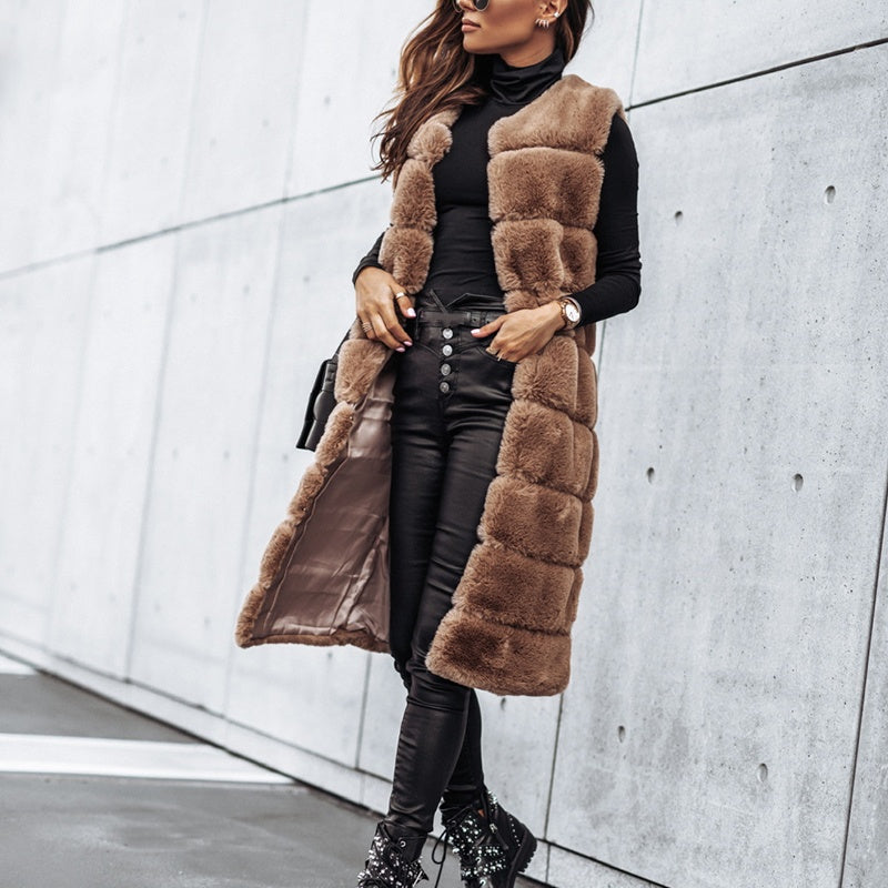 🎅Xmas Sales - 50% OFF🎄Women's Winter Warm Faux Fur Long Vest