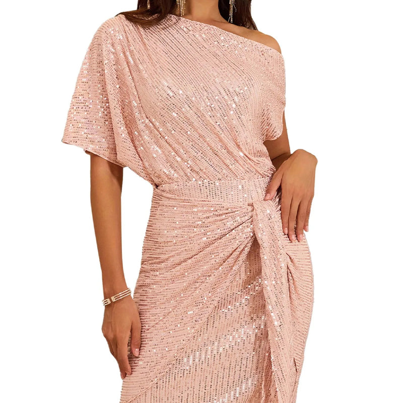 🎅Xmas Sales - 50% OFF🎄Sparkly One-Shoulder Ruched Dress