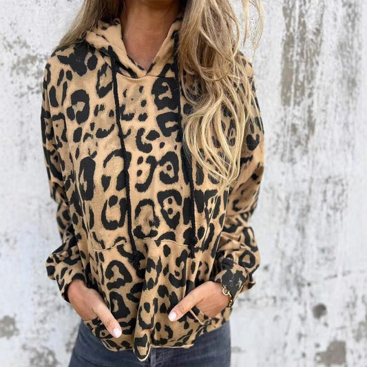 Leopard Print Hooded Sweatshirt