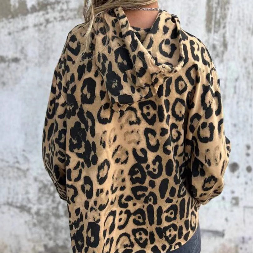 Leopard Print Hooded Sweatshirt