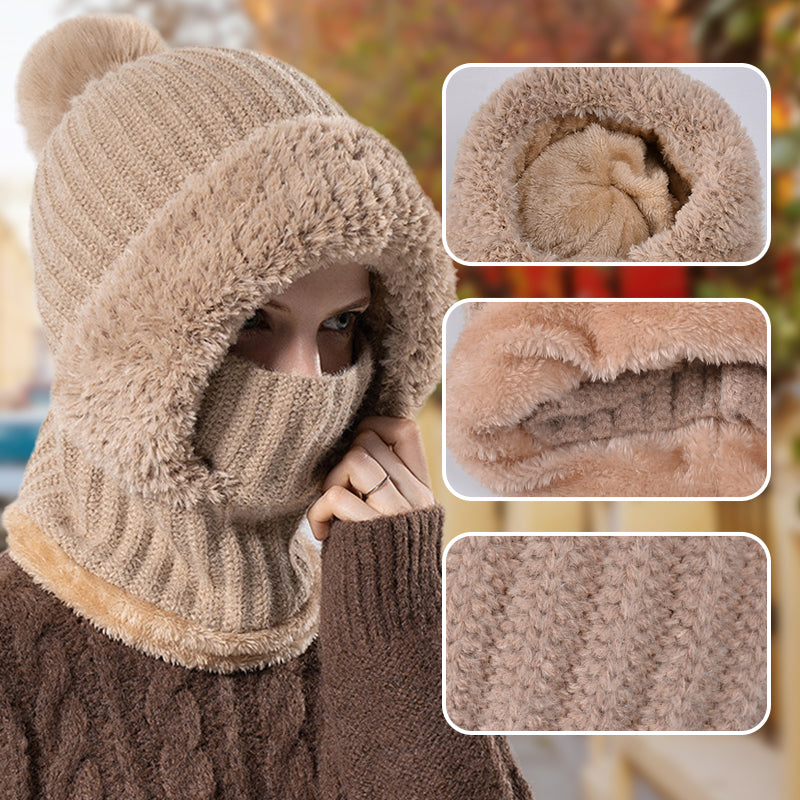 🎅Xmas Sales - 50% OFF🎄Women's Winter One-Piece Knitted Beanie Scarf Mask