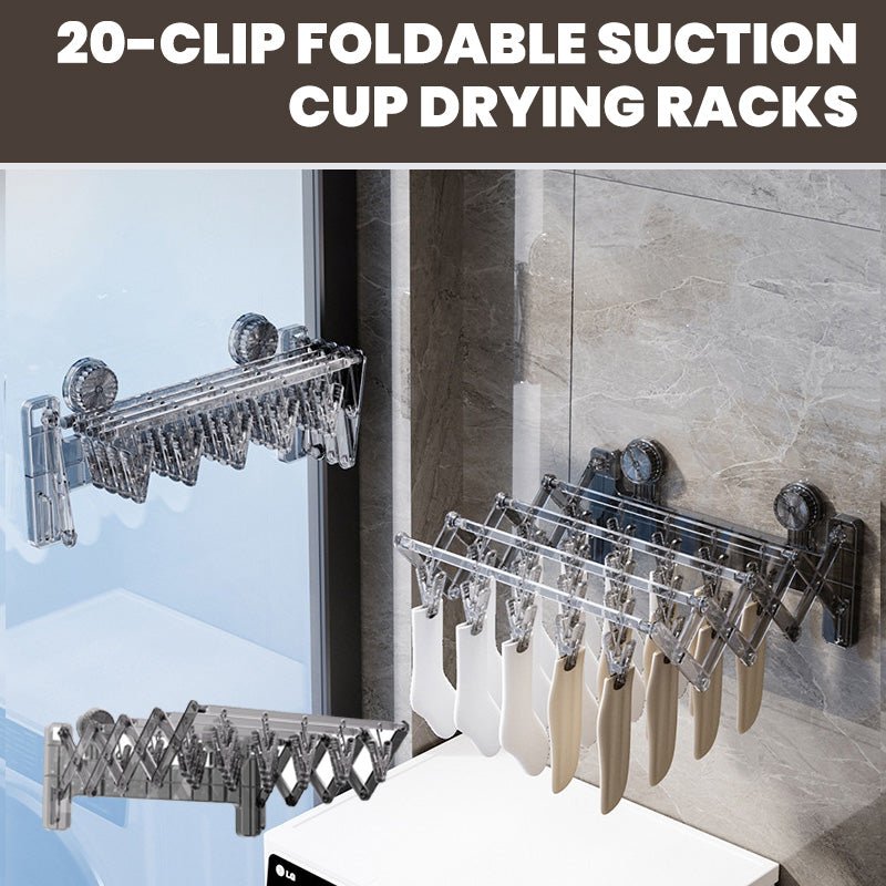 🎅Xmas Sales - 50% OFF🎄20-Clip Foldable Suction Cup Drying Racks