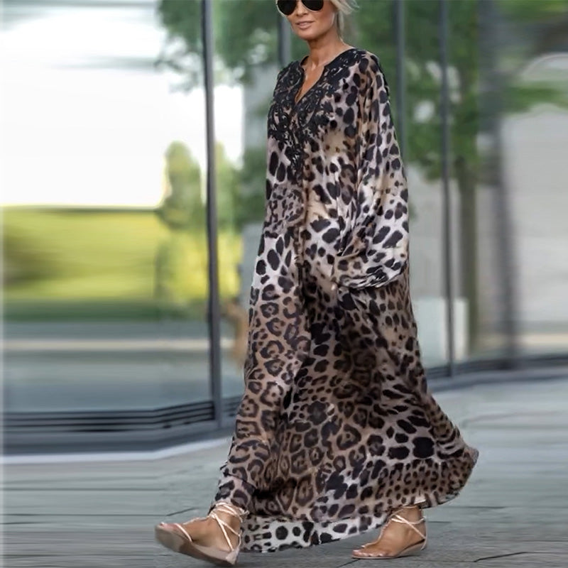 🎅Xmas Sales - 50% OFF🎄Women's Loose Leopard Print Long Sleeve Dress