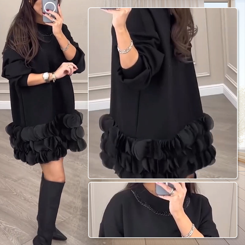 🎅Xmas Sales - 50% OFF🎄Loose Solid Color Long Sleeve Dress