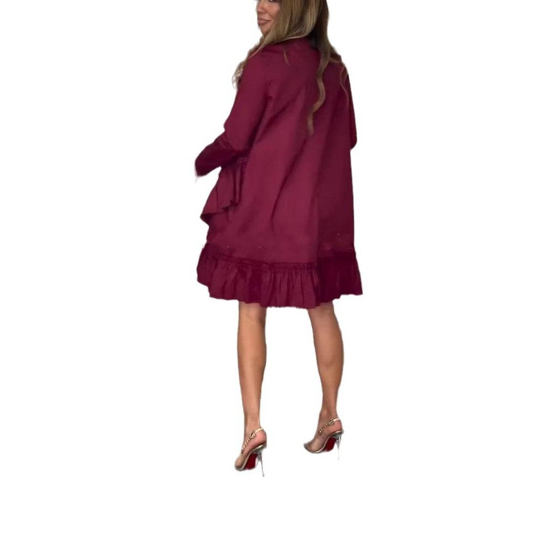 🎅Christmas Sale-50% OFF🎅Women's Long-Sleeve Round-Neck Dress with Pleated Hem