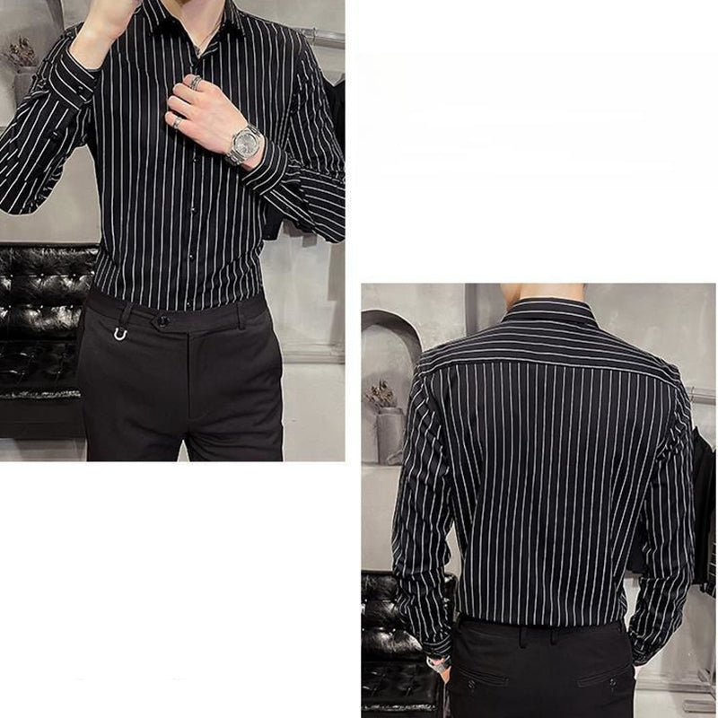 🎅Xmas Sales - 50% OFF🎄Men's Slim-Fit Striped Long-Sleeve Shirt