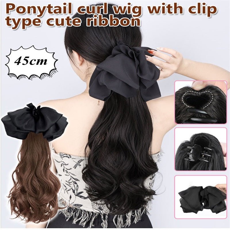 🎅Christmas Sale-50% OFF🎅Bow Grab Clip Long Curly Hair Fake Braid