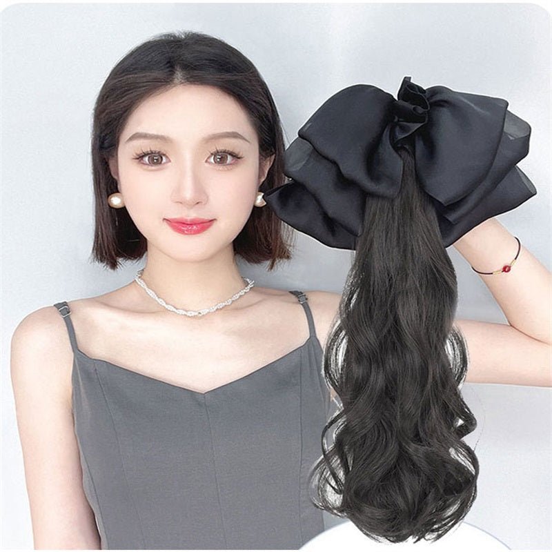 🎅Christmas Sale-50% OFF🎅Bow Grab Clip Long Curly Hair Fake Braid