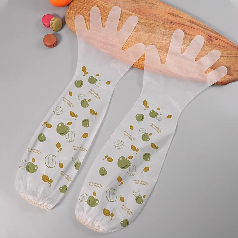 🎅Christmas Sale-50% OFF🎅Printed Disposable Long Plastic Arm Gloves