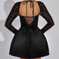 🎅Weihnachtsangebote - 50 % Rabatt🎄Elegantes rückenfreies Kleid mit langen Ärmeln und Pailletten für Damen