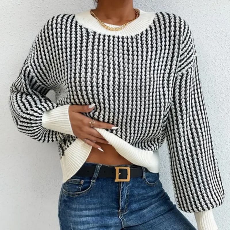 🎅Xmas Sales - 50% OFF🎄Women's Knit Ribbed Pullover Round Neck Sweater