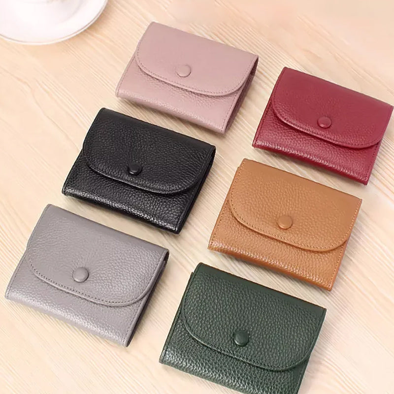 🎅Xmas Sales - 50% OFF🎄Fashion Lychee Pattern PU Leather Short Wallet with Convenient Snap Button